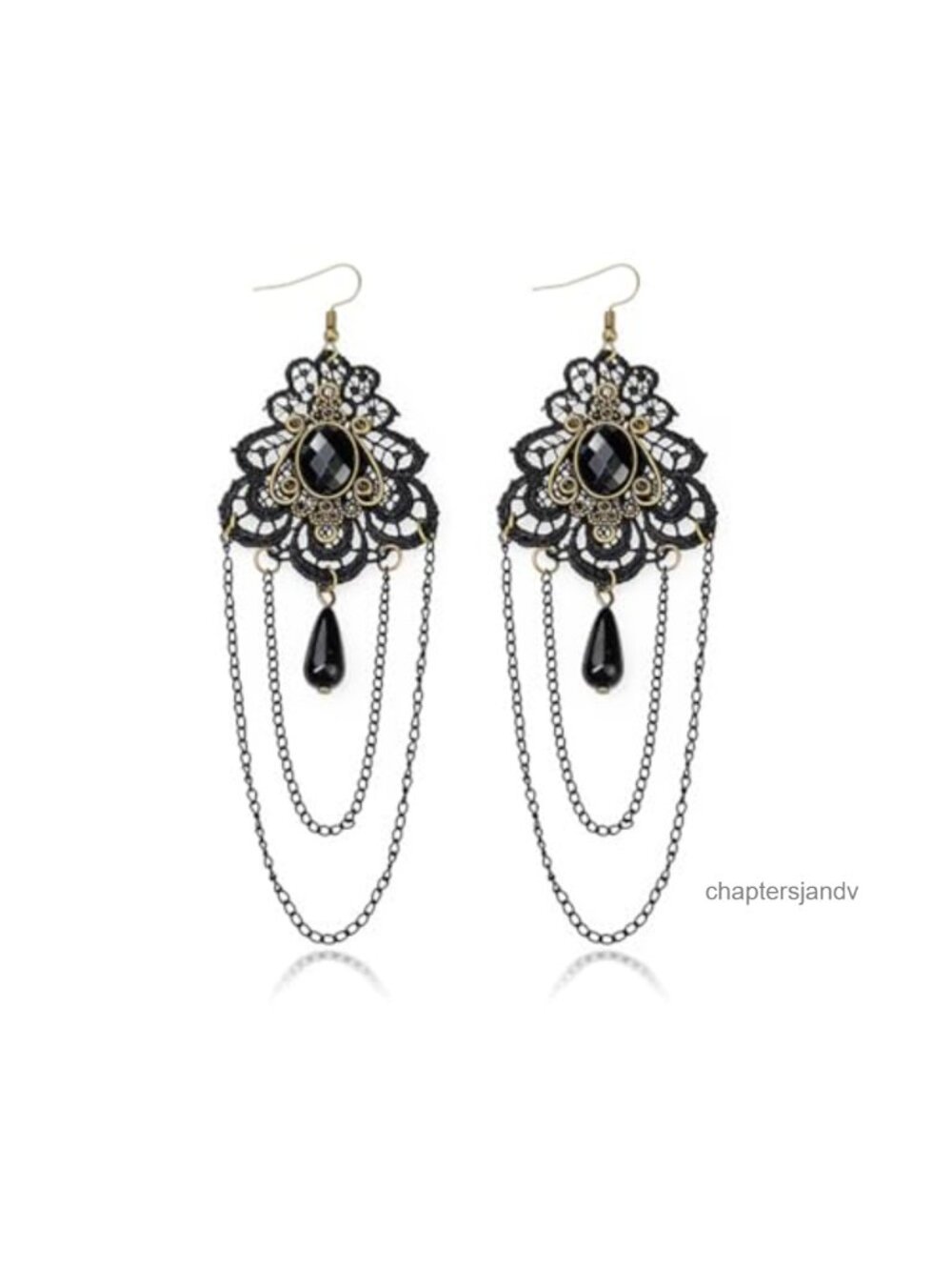 Gothic Long Tassel Crystal Earrings Vintage Lace Punk Dangle Drop Copper